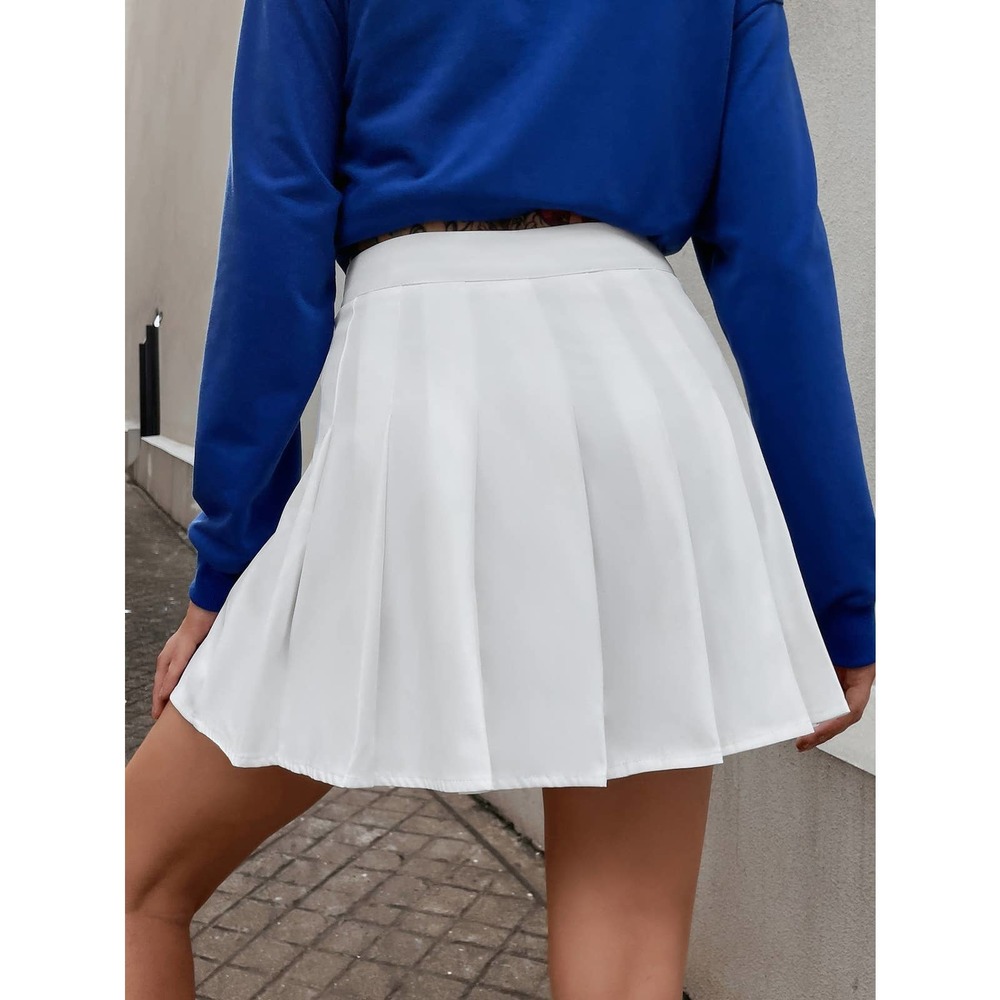 High Waist Pleated Skirt y2k 00s tennis preppy white - Picture 2 of 11